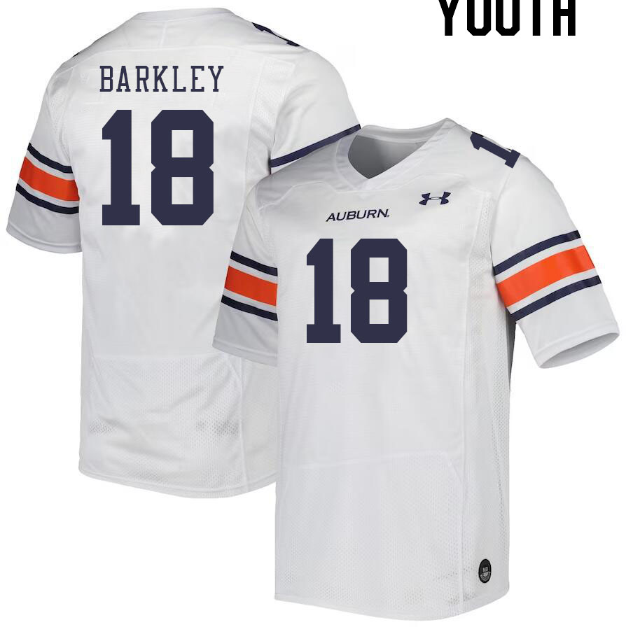 Youth #18 Jackson Barkley Auburn Tigers College Football Jerseys Stitched-White